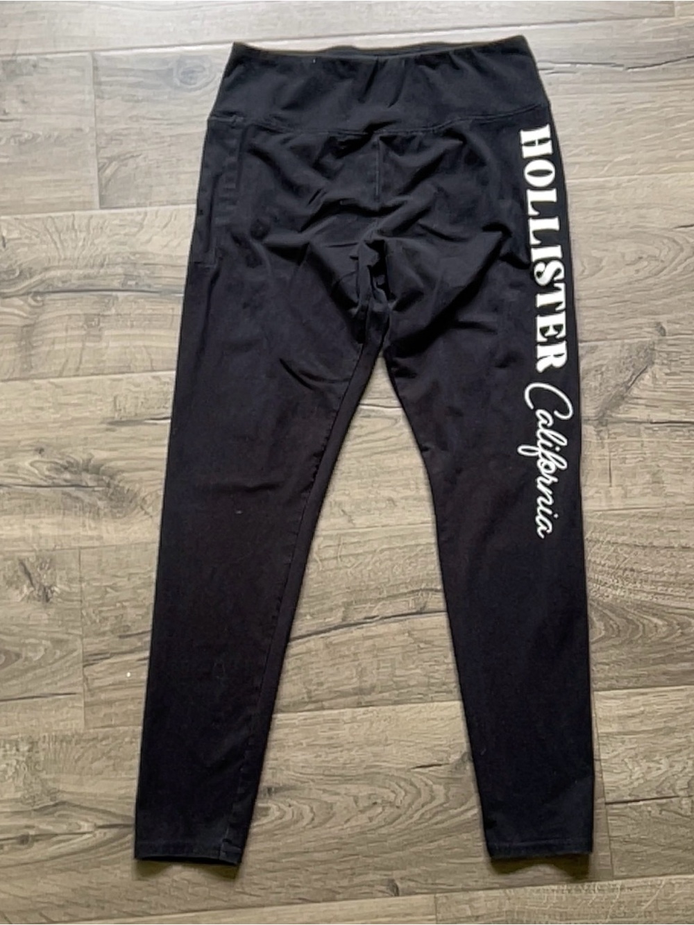 Hollister Black Leggings with White Side Logo